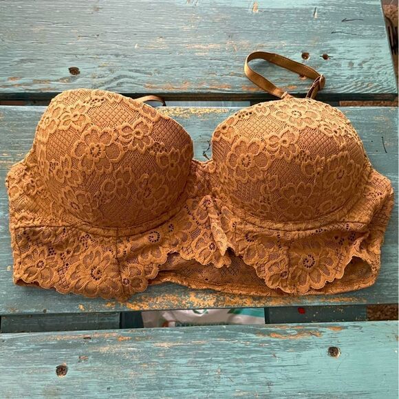 Nobo brown lace ladies lightly padded underwire bra 34 B pull over - Picture 1 of 4